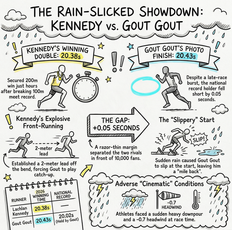 the rain-slicked showdown