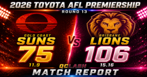 Round 13 2026 AFL Toyota Premiership Suns vs Lions