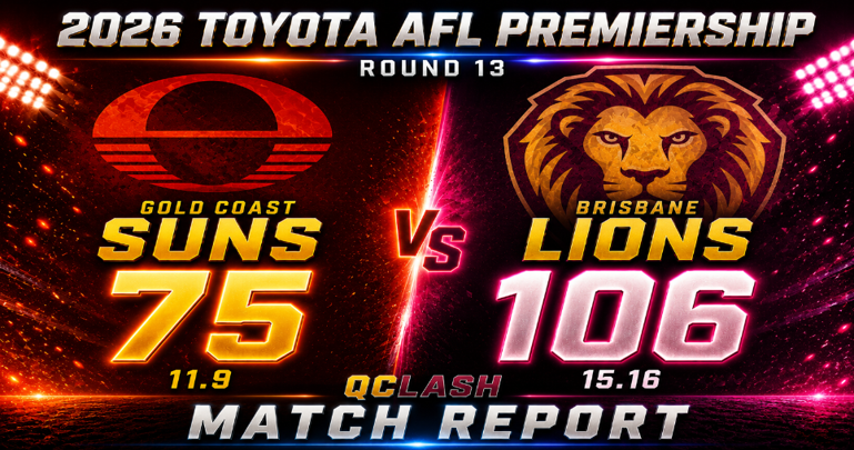 Round 13 2026 AFL Toyota Premiership Suns vs Lions